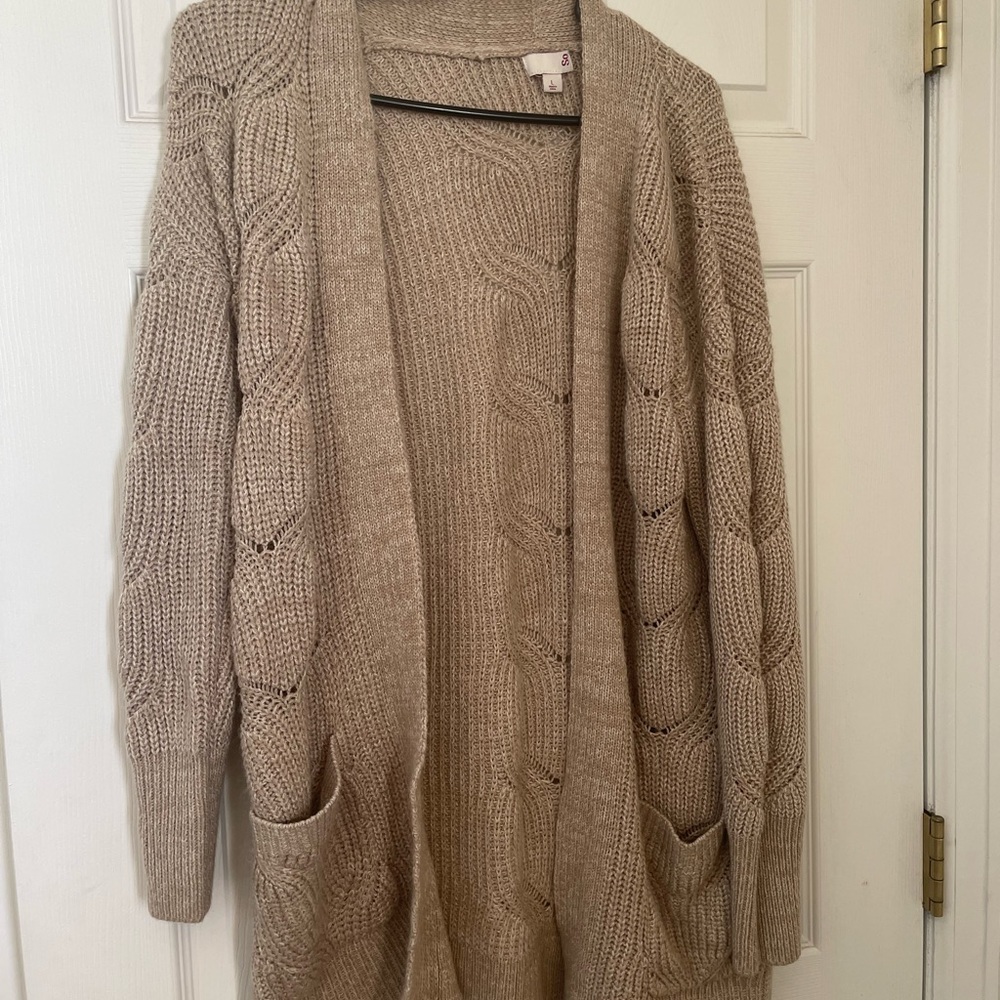 tan cardigan